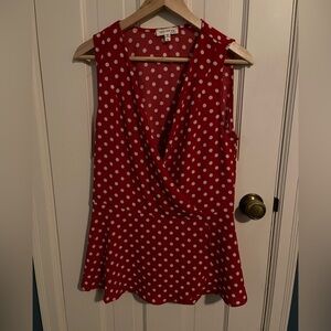 Red Polka Dot Sleeveless Top